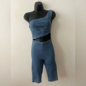 Stylish One-Shoulder Denim Jumpsuit